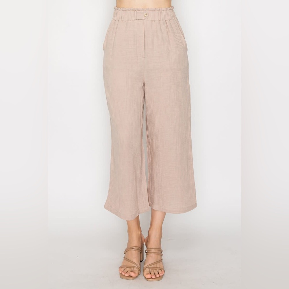 Gauze Elastic Soft Capri Pants